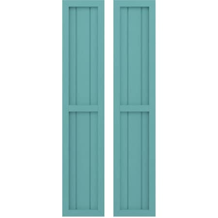 Americraft 3-Board Exterior Wood 2 Equal Panel Framed Board-n-Batten Shutters, ARW101BF311X49PTH